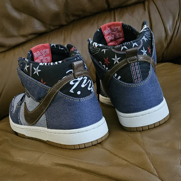 Men's Nike Dunk High CMFT Denim Multicolor Size 8 (EXCELLENT CONDITION) - Picture 4 of 14